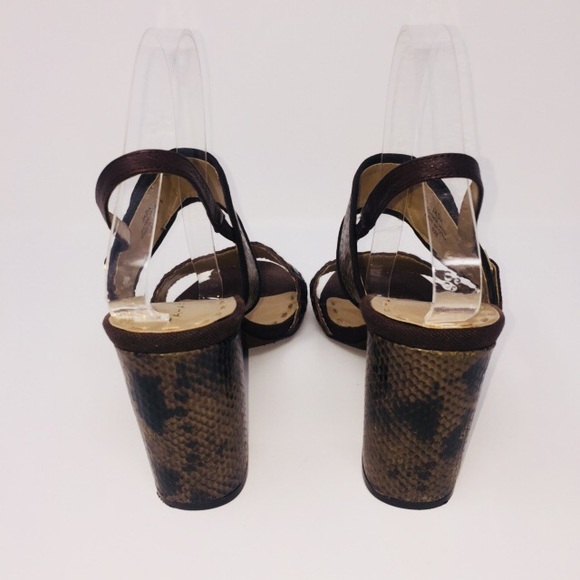 Tahari Jada Brown Leather Weave Faux Snake Print - Picture 4 of 7